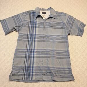 Patagonia Men's M Blue Striped Shirt Full Zip Vintage 90s Y2K